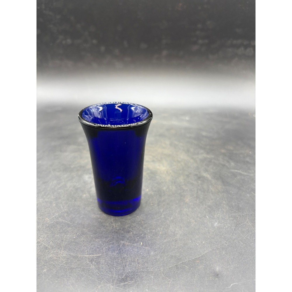 Vintage Cobalt Blue Glass Shot Glass Flared Rim Barware 3 Inch